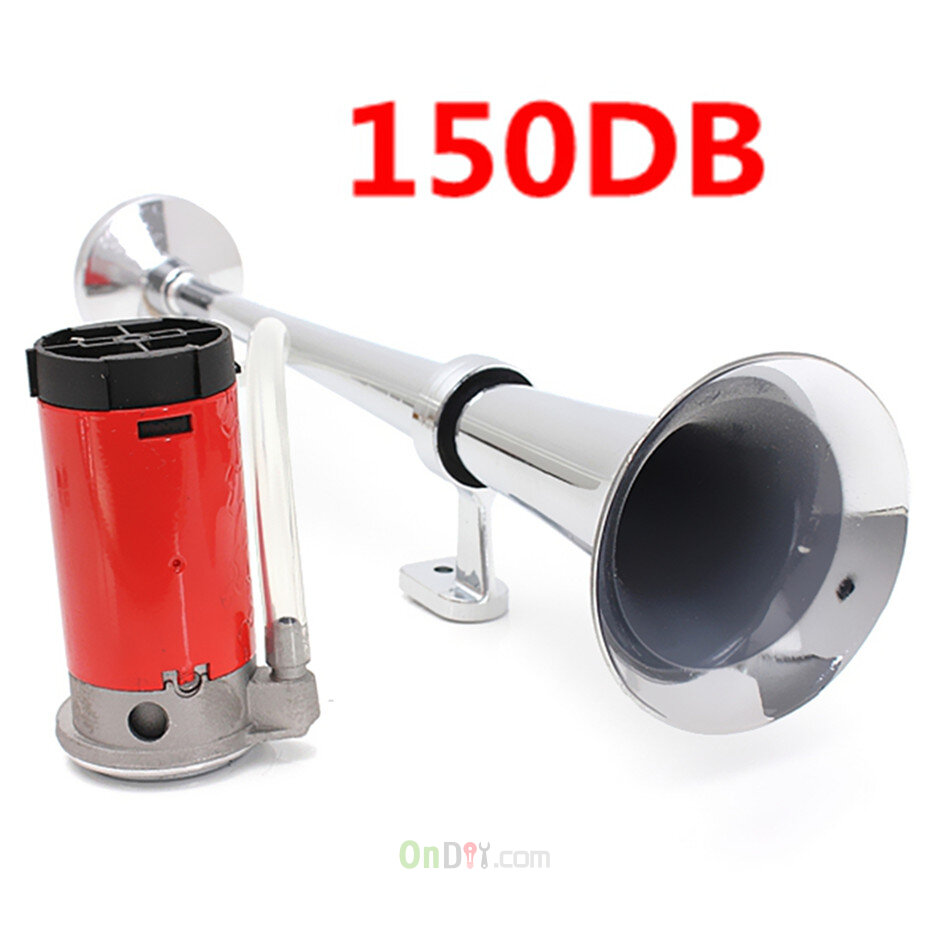 universal 150db 12v single trumpet air horn chrome super