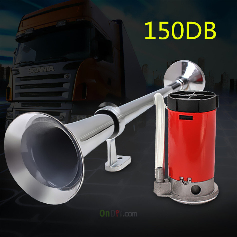 universal 150db 12v single trumpet air horn chrome super