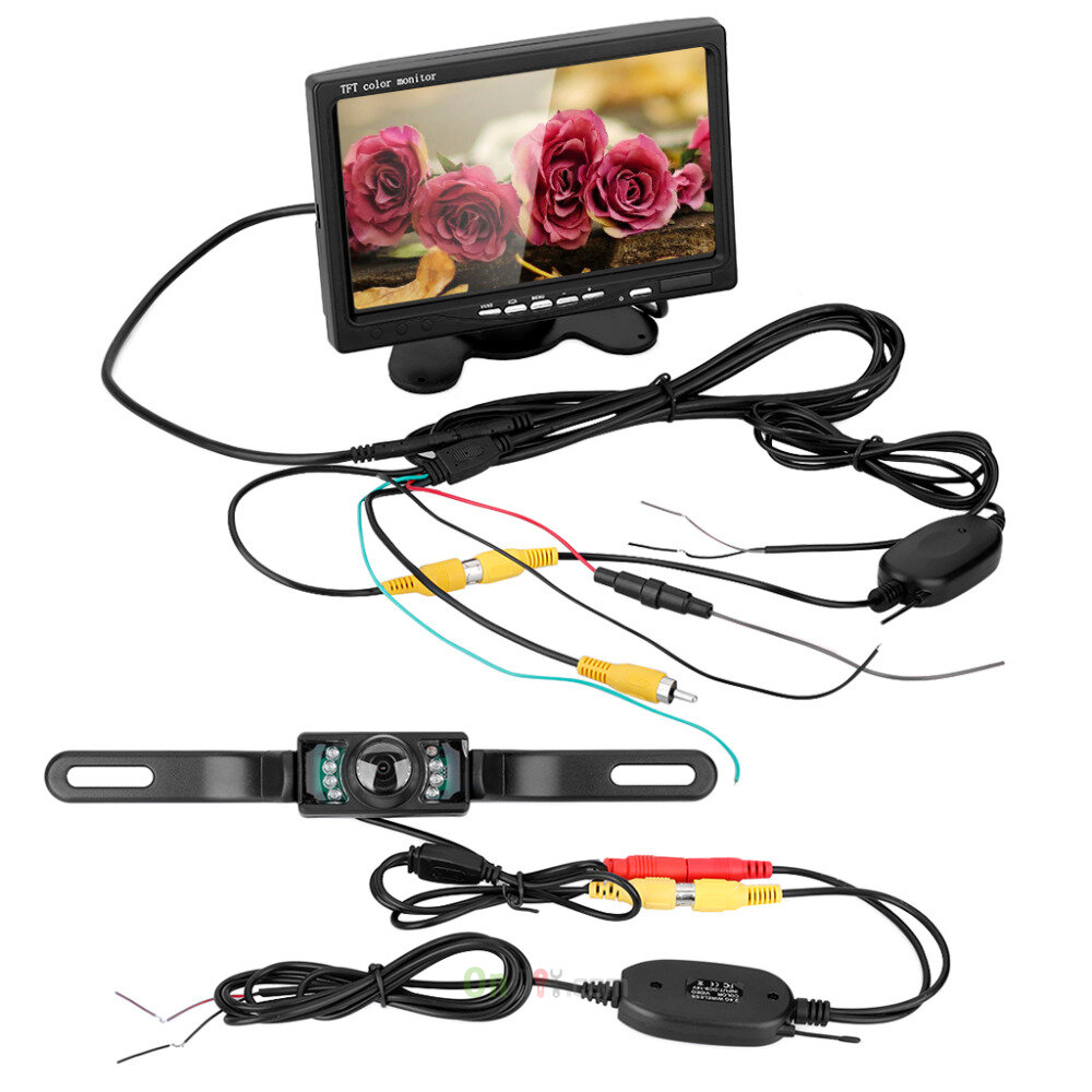 7/" TFT LCD Monitor Car Rear View System Backup Reverse Camera Night Vision Kit